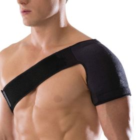 Unisex Left Shoulder Adjustable Breathable Gym Sports Care Single Shoulder Support Back Brace Guard Strap Wrap Belt Band Pads Black Bandage Warme