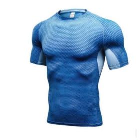 Men's Casual And Comfortable Compression Muscle Gym Shorts (Option: Blue-L-Clothes)