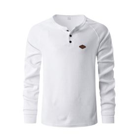 Waffle Buckle Quick-drying Raglan Henry Long Sleeve (Option: White-XXXL)