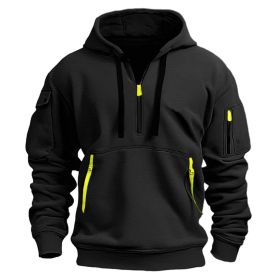 Dropped Shoulder Hooded Sweatshirt Men's Women's Plus Size Loose Pullover Fashion Sweatshirt (Option: Black-5XL-1pcs)