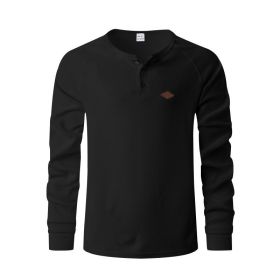 Waffle Buckle Quick-drying Raglan Henry Long Sleeve (Option: Black-XXXL)