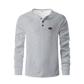 Waffle Buckle Quick-drying Raglan Henry Long Sleeve (Option: Light Gray-XL)