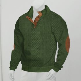 Stand Collar Long Sleeve Jacquard Knitted Pullover Sweater (Option: Army Green-XL)
