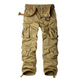 Three-dimensional Pocket Overalls Men's Multi-pocket (Option: Eight Pockets Khaki-32)