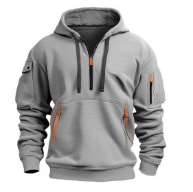 Dropped Shoulder Hooded Sweatshirt Men's Women's Plus Size Loose Pullover Fashion Sweatshirt (Option: Light Gray-5XL-1pcs)
