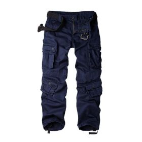 Three-dimensional Pocket Overalls Men's Multi-pocket (Option: Eight Pockets Navy Blue-32)