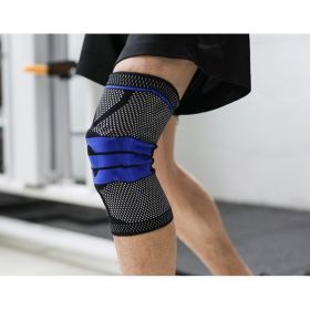 Sports Running Fitness Protection Knee Pads Brace Strap (Option: Black Blue apair-XL)