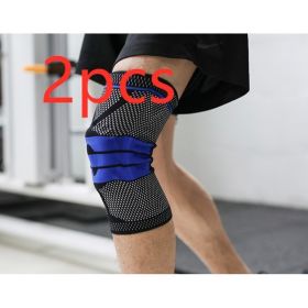 Sports Running Fitness Protection Knee Pads Brace Strap (Option: Black blue anti slip2-L)