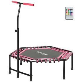 45" Rebounder Trampoline for Adults, Quiet Bungee Rebounder with LED Lights and Adjustable Handle, Pink (Option: Pink-950x410x85 mm)