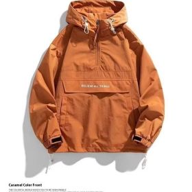 Half Zipper Pullover Men's Spring And Autumn New Hooded Fir Sweater (Option: Orange Red-M)