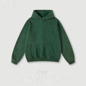 Men's Fashion Retro Velvet Padded Hooded Sweatshirt (Option: Dark Green-M-Tops)