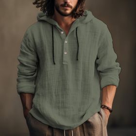 New Wish Cotton Linen Shirt Hooded Sweater Long Sleeve Hooded Casual Daily Clothing (Option: Army Green-S)