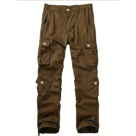 Three-dimensional Pocket Overalls Men's Multi-pocket (Option: Eight Pockets Brown-29)