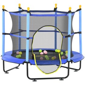 4.6' Trampoline for Kids with Safety Enclosure & Ball Pit, Blue (Option: Blue-1020x320x180 mm)
