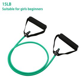 1pc 5 Levels Resistance Bands (suitable Beginner) With Handles Yoga Pull Rope Elastic Fitness Exercise Tube Band For Home Workouts Strength Train (Color: Green-15LB)