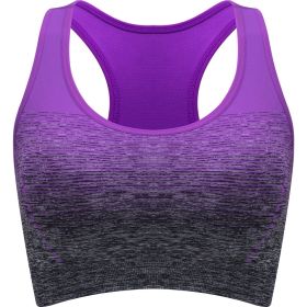 1pc/2pcs/3pcsMedium Support Two Tone Racer Back Sports Bra, Fitness Workout Running Yoga Bra (Color: Purple, size: S(4))