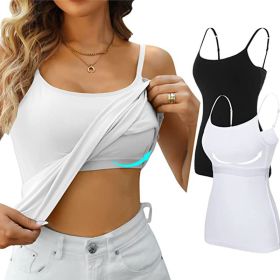 Womens Camisole Sleeveless Cami Vest Top Yoga Tank Tops (Color: White, size: L)