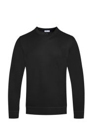 SOLID COLOR ROUND NECK SWEATER (Color: Black, size: XL)