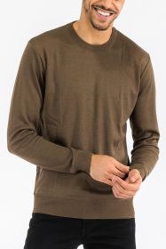 SOLID COLOR ROUND NECK SWEATER (Color: Camel, size: M)