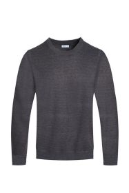 SOLID COLOR ROUND NECK SWEATER (Color: CHARCOAL, size: 2XL)