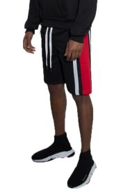 Weiv Mens Color Block Stripe Sweat Shorts (Color: Black, size: XL)