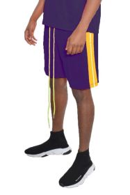 Short Sleeve Striped Tape Tshirt (Color: DARK PURPLE, size: 2XL)