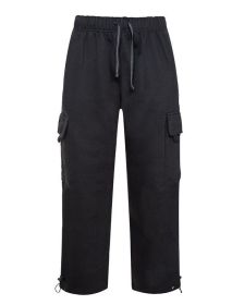 Heavyweight Fleece Cargo Pants (Color: Black, size: 2XL)