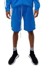 Two Stripe Cargo Pouch Shorts (Color: AQUA WHITE, size: 3XL)