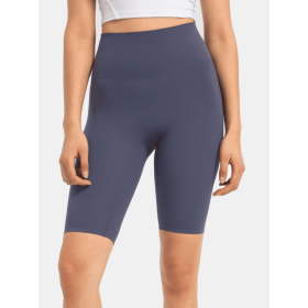 JupiterGear High-Rise Long Shorts (Color: Dusty Blue, size: 4)