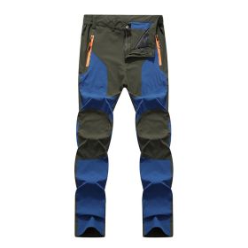 Outdoor Stretch Charging Men's Windproof Waterproof And Hard-wearing Breathable Quick-drying Pants (Option: Green Plug Blue-L)