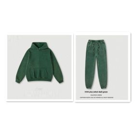 Men's Fashion Retro Velvet Padded Hooded Sweatshirt (Option: Dark Green-L-Suit)