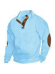 Stand Collar Long Sleeve Jacquard Knitted Pullover Sweater (Option: Sky Blue-XXXL)