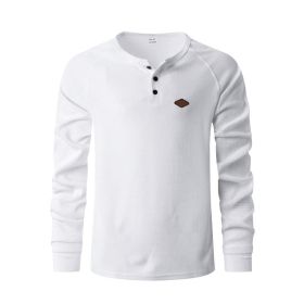 Waffle Buckle Quick-drying Raglan Henry Long Sleeve (Option: White-M)