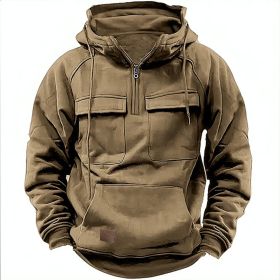 Men's Solid Color Casual Sweatshirt (Option: Khaki-M)
