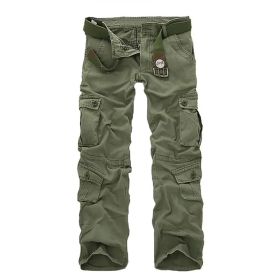 Three-dimensional Pocket Overalls Men's Multi-pocket (Option: Eight Pockets Grass Green-30)