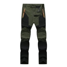 Outdoor Stretch Charging Men's Windproof Waterproof And Hard-wearing Breathable Quick-drying Pants (Option: Green Black-XXL)