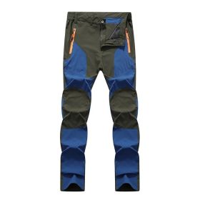 Outdoor Stretch Charging Men's Windproof Waterproof And Hard-wearing Breathable Quick-drying Pants (Option: Green Plug Blue-XXL)